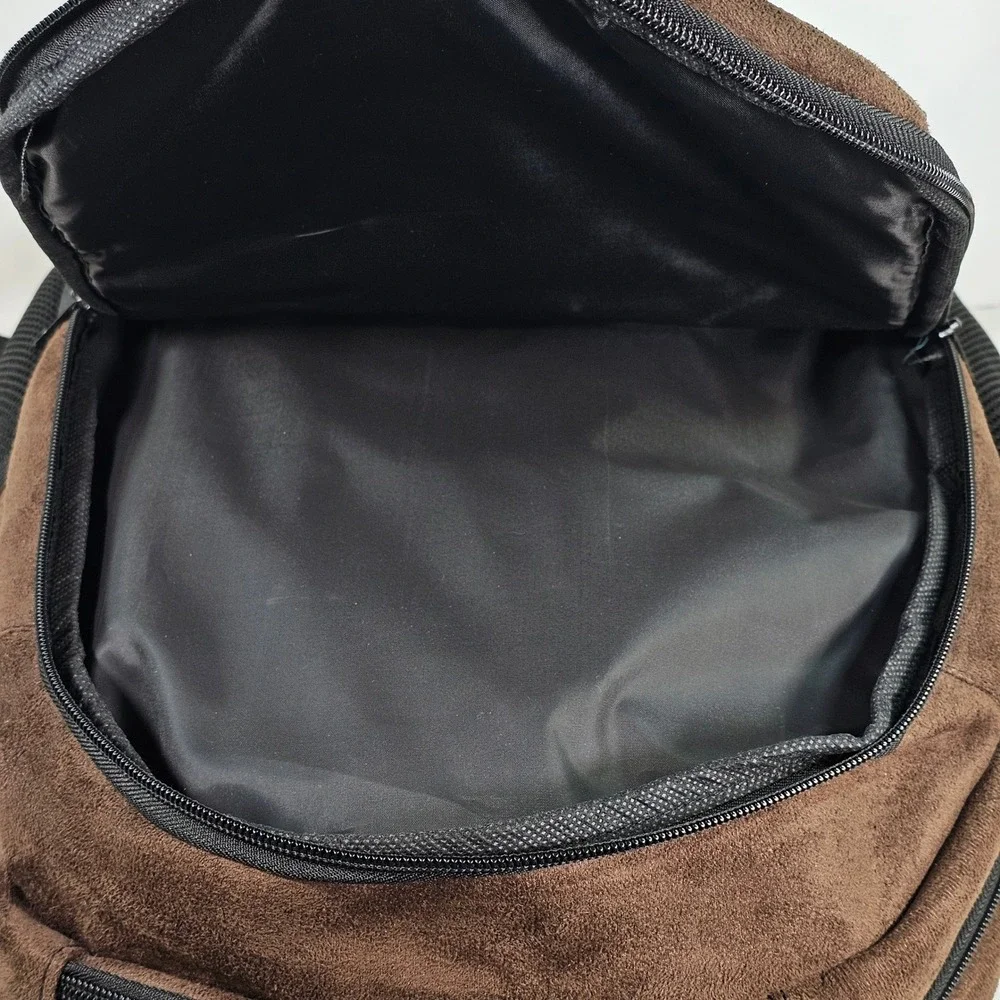 Belmond Hiram Bingham Backpack Brown Faux Suede Black Canvas Travel Bag Mens
